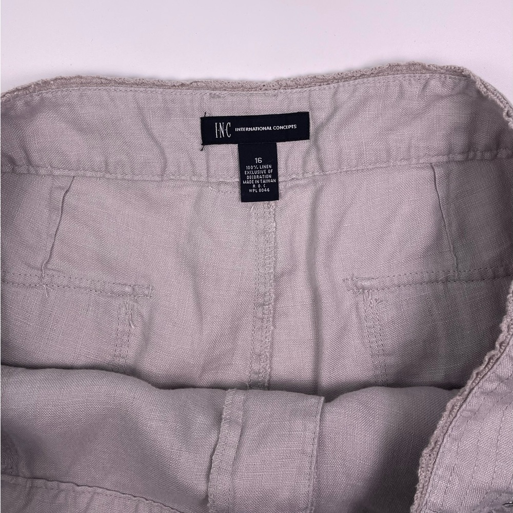INC International Concepts Light Gray 100% Linen Wide Leg Pants - Picture 8 of 8